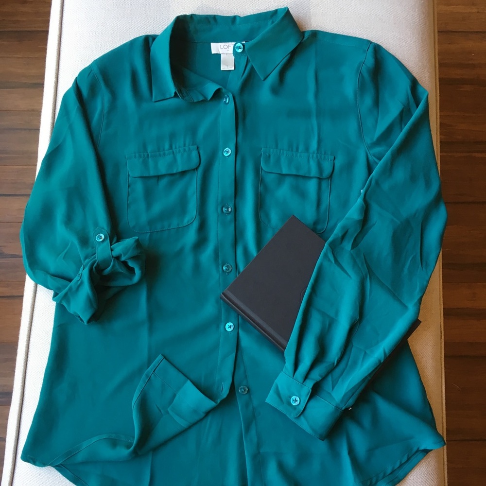 Loft | Bluegreen Button Down Dress Shirt | S